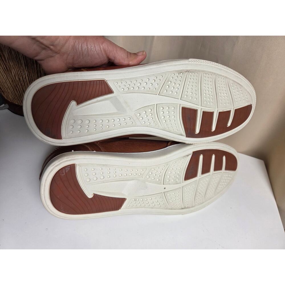 Jonsen Milan Brown Leather Lace Up Memory Foam Sneaker Casual Shoes Mens Size 13 - Picture 6 of 7